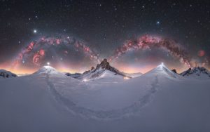 Celestial Symphony: Double Milky Way Arc over Passo Giau